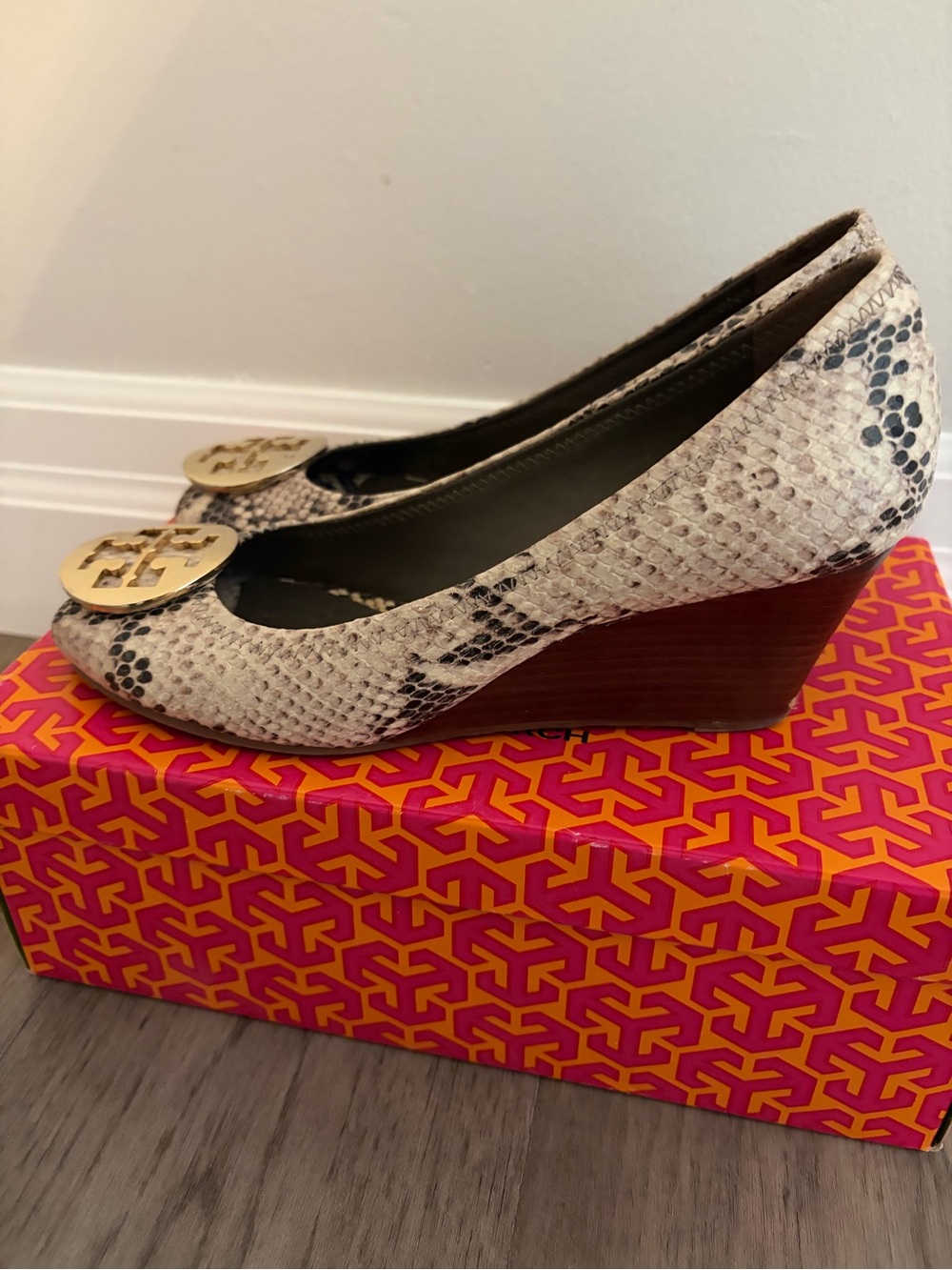 Tory Burch Python Wedge Heels - Picture 2 of 5